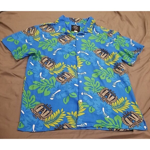 My Hero Academia Shirt Men Large Blue Funimation Hawaiian Button Camp Plus Ultra - Picture 1 of 11